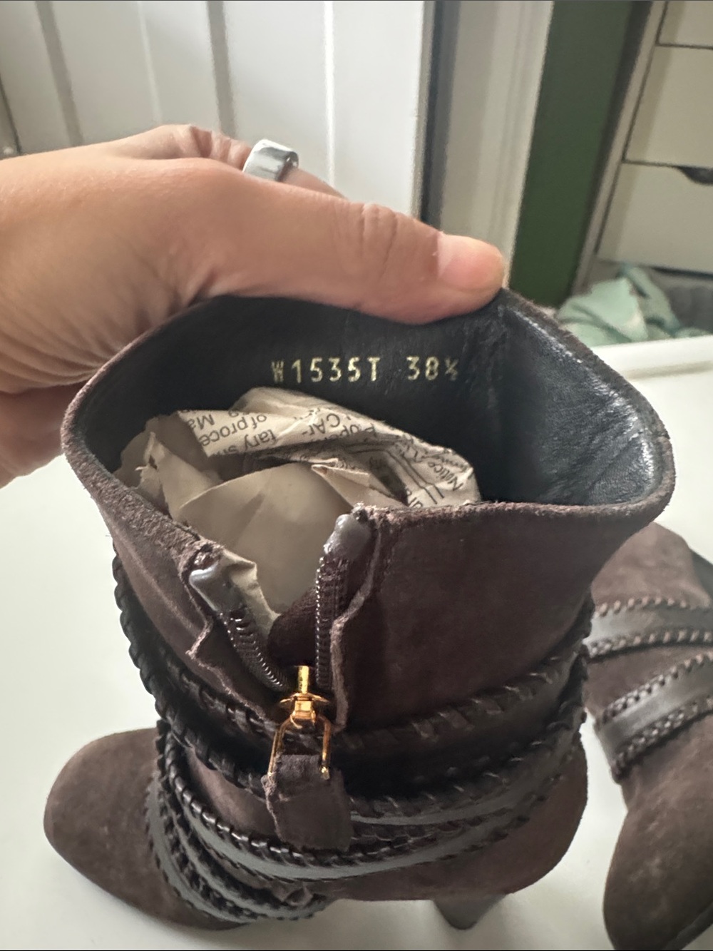 Tom Ford Brown Suede Wrap-Strap High Heel Ankle Boots - Picture 2 of 4